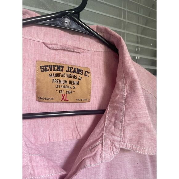 SEVEN7 Jeans Co Button Down Lightweight Pink Size XL - Picture 7 of 8